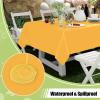 imageSmiry Disposable Table Cloth  6 Pack 54 x 108 Inch Waterproof Rectangle Tablecloths for Parties Decorative Plastic Table Cover Leakproof ampamp Sturdy WhiteMustard Yellow