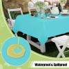 imageSmiry Disposable Table Cloth  6 Pack 54 x 108 Inch Waterproof Rectangle Tablecloths for Parties Decorative Plastic Table Cover Leakproof ampamp Sturdy WhiteTeal