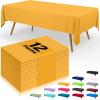 imageSmiry Disposable Table Cloth  6 Pack 54 x 108 Inch Waterproof Rectangle Tablecloths for Parties Decorative Plastic Table Cover Leakproof ampamp Sturdy WhiteMustard Yellow