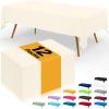imageSmiry Disposable Table Cloth  6 Pack 54 x 108 Inch Waterproof Rectangle Tablecloths for Parties Decorative Plastic Table Cover Leakproof ampamp Sturdy WhiteBeige