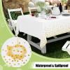 imageSmiry Disposable Table Cloth  6 Pack 54 x 108 Inch Waterproof Rectangle Tablecloths for Parties Decorative Plastic Table Cover Leakproof ampamp Sturdy WhiteWhite  Gold