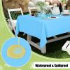 imageSmiry Disposable Table Cloth  6 Pack 54 x 108 Inch Waterproof Rectangle Tablecloths for Parties Decorative Plastic Table Cover Leakproof ampamp Sturdy WhiteLight Blue