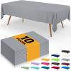 imageSmiry Disposable Table Cloth  6 Pack 54 x 108 Inch Waterproof Rectangle Tablecloths for Parties Decorative Plastic Table Cover Leakproof ampamp Sturdy WhiteGrey