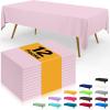 imageSmiry Disposable Table Cloth  6 Pack 54 x 108 Inch Waterproof Rectangle Tablecloths for Parties Decorative Plastic Table Cover Leakproof ampamp Sturdy WhitePink