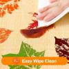 imageSmiry Fall Rectangle Table Cloth Waterproof Vinyl Tablecloth with Flannel Backing Wipeable Autumn Leaves Plastic Tablecloths for Harvest and Thanksgiving Parties 60quotx84quot Rust ampamp Yellow