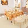imageSmiry Fall Rectangle Table Cloth Waterproof Vinyl Tablecloth with Flannel Backing Wipeable Autumn Leaves Plastic Tablecloths for Harvest and Thanksgiving Parties 60quotx84quot Rust ampamp Yellow