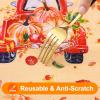 imageSmiry Plastic Thanksgiving Tablecloth Fall Pumpkin Waterproof Elastic Fitted Table Covers for 36quot  44quot Tables Wipeable Flannel Backed Vinyl Tablecloths for Autumn Harvest Parties BlackYellow  Orange
