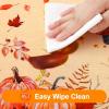 imageSmiry Plastic Thanksgiving Tablecloth Fall Pumpkin Waterproof Elastic Fitted Table Covers for 36quot  44quot Tables Wipeable Flannel Backed Vinyl Tablecloths for Autumn Harvest Parties BlackYellow  Orange