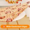imageSmiry Plastic Thanksgiving Tablecloth Fall Pumpkin Waterproof Elastic Fitted Table Covers for 36quot  44quot Tables Wipeable Flannel Backed Vinyl Tablecloths for Autumn Harvest Parties BlackYellow  Orange
