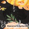 imageSmiry Plastic Thanksgiving Tablecloth Fall Pumpkin Waterproof Elastic Fitted Table Covers for 36quot  44quot Tables Wipeable Flannel Backed Vinyl Tablecloths for Autumn Harvest Parties BlackBlack  Orange