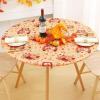 imageSmiry Plastic Thanksgiving Tablecloth Fall Pumpkin Waterproof Elastic Fitted Table Covers for 36quot  44quot Tables Wipeable Flannel Backed Vinyl Tablecloths for Autumn Harvest Parties BlackYellow  Orange