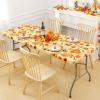 imageSmiry Rectangle Picnic Table Cover Waterproof Elastic Fitted Vinyl Tablecloth for 6 Foot Tables Wipeable Flannel Backed Camping Tablecloths Protector for Indoor Outdoor Beige 30x72 InchesGold