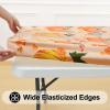 imageSmiry Rectangle Picnic Table Cover Waterproof Elastic Fitted Vinyl Tablecloth for 6 Foot Tables Wipeable Flannel Backed Camping Tablecloths Protector for Indoor Outdoor Beige 30x72 InchesOrange