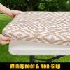 imageSmiry Rectangle Picnic Table Cover Waterproof Elastic Fitted Vinyl Tablecloth for 6 Foot Tables Wipeable Flannel Backed Camping Tablecloths Protector for Indoor Outdoor Beige 30x72 InchesKhaki