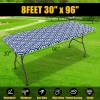 imageSmiry Rectangle Picnic Table Cover Waterproof Elastic Fitted Vinyl Tablecloth for 6 Foot Tables Wipeable Flannel Backed Camping Tablecloths Protector for Indoor Outdoor Beige 30x72 InchesNavy