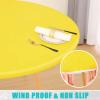 imageSmiry Round Table Cloth Cover Elastic Fitted Flannel Backed Vinyl Tablecloths for 36quot44quot Round Tables Waterproof Wipeable Table Covers for Indoor Outdoor Picnic and Camping GreyYellow