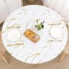 imageSmiry Round Table Cloth Cover Elastic Fitted Flannel Backed Vinyl Tablecloths for 36quot44quot Round Tables Waterproof Wipeable Table Covers for Indoor Outdoor Picnic and Camping GreyWhite  Grey