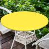 imageSmiry Round Table Cloth Cover Elastic Fitted Flannel Backed Vinyl Tablecloths for 36quot44quot Round Tables Waterproof Wipeable Table Covers for Indoor Outdoor Picnic and Camping GreyYellow