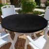 imageSmiry Round Table Cloth Cover Elastic Fitted Flannel Backed Vinyl Tablecloths for 36quot44quot Round Tables Waterproof Wipeable Table Covers for Indoor Outdoor Picnic and Camping GreyBlack