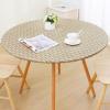 imageSmiry Round Table Cloth Cover Elastic Fitted Flannel Backed Vinyl Tablecloths for 36quot44quot Round Tables Waterproof Wipeable Table Covers for Indoor Outdoor Picnic and Camping GreySand