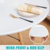 imageSmiry Round Table Cloth Cover Elastic Fitted Flannel Backed Vinyl Tablecloths for 36quot44quot Round Tables Waterproof Wipeable Table Covers for Indoor Outdoor Picnic and Camping GreyWhite