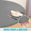 imageSmiry Round Table Cloth Cover Elastic Fitted Flannel Backed Vinyl Tablecloths for 36quot44quot Round Tables Waterproof Wipeable Table Covers for Indoor Outdoor Picnic and Camping GreyGrey