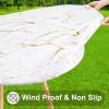 imageSmiry Round Table Cloth Cover Elastic Fitted Flannel Backed Vinyl Tablecloths for 36quot44quot Round Tables Waterproof Wipeable Table Covers for Indoor Outdoor Picnic and Camping GreyWhite  Grey