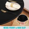 imageSmiry Round Table Cloth Cover Elastic Fitted Flannel Backed Vinyl Tablecloths for 36quot44quot Round Tables Waterproof Wipeable Table Covers for Indoor Outdoor Picnic and Camping GreyBlack