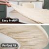 imageSmiry Round Table Cloth Cover Elastic Fitted Flannel Backed Vinyl Tablecloths for 36quot44quot Round Tables Waterproof Wipeable Table Covers for Indoor Outdoor Picnic and Camping Pale Yellow
