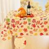 imageSmiry Fall Rectangle Table Cloth Waterproof Vinyl Tablecloth with Flannel Backing Wipeable Autumn Leaves Plastic Tablecloths for Harvest and Thanksgiving Parties 60quotx84quot Rust ampamp Yellow