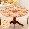 imageSmiry Plastic Thanksgiving Tablecloth Fall Pumpkin Waterproof Elastic Fitted Table Covers for 36quot  44quot Tables Wipeable Flannel Backed Vinyl Tablecloths for Autumn Harvest Parties BlackYellow  Orange
