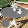 imageSmiry Round Table Cloth Cover Elastic Fitted Flannel Backed Vinyl Tablecloths for 36quot44quot Round Tables Waterproof Wipeable Table Covers for Indoor Outdoor Picnic and Camping GreyGrey