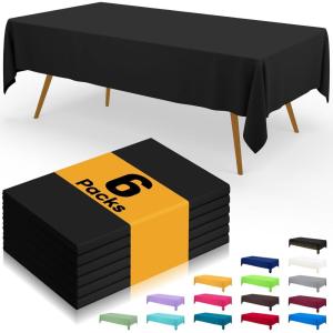 imageSmiry Disposable Table Cloth  6 Pack 54 x 108 Inch Waterproof Rectangle Tablecloths for Parties Decorative Plastic Table Cover Leakproof ampamp Sturdy WhiteBlack