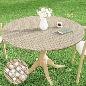 imageSmiry Plastic Thanksgiving Tablecloth Fall Pumpkin Waterproof Elastic Fitted Table Covers for 36quot  44quot Tables Wipeable Flannel Backed Vinyl Tablecloths for Autumn Harvest Parties BlackSand