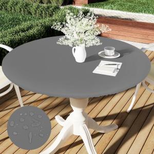 imageSmiry Plastic Thanksgiving Tablecloth Fall Pumpkin Waterproof Elastic Fitted Table Covers for 36quot  44quot Tables Wipeable Flannel Backed Vinyl Tablecloths for Autumn Harvest Parties BlackGrey