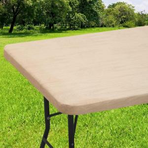 imageSmiry Rectangle Tablecloth Elastic Fitted Flannel Backed Vinyl Tablecloths for 6ft Folding Tables Waterproof Wipeable Table Covers for Indoor Outdoor Picnic and Camping Wood 30quotx72quot