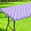 imageSmiry Rectangle Picnic Table Cover Waterproof Elastic Fitted Camping Tablecloths for 6 Foot Tables Wipeable Flannel Backed Vinyl Tablecloth Protector for Indoor Outdoor Khaki 30x72 InchesLavender