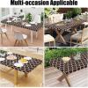 imageSmiry Rectangle Picnic Table Cover Waterproof Elastic Fitted Camping Tablecloths for 6 Foot Tables Wipeable Flannel Backed Vinyl Tablecloth Protector for Indoor Outdoor Khaki 30x72 InchesCoffee