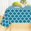 imageSmiry Rectangle Table Cloth Waterproof Vinyl Tablecloth with Flannel Backing for Rectangle Tables Wipeable Spillproof Plastic Tablecloths for Dining Camping Indoor and Outdoor 60quotx84quot KhakiTeal