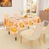 imageSmiry Rectangle Table Cloth Waterproof Vinyl Tablecloth with Flannel Backing for Rectangle Tables Wipeable Spillproof Plastic Tablecloths for Dining Camping Indoor and Outdoor 60quotx84quot KhakiOrange