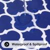 imageSmiry Rectangle Table Cloth Waterproof Vinyl Tablecloth with Flannel Backing for Rectangle Tables Wipeable Spillproof Plastic Tablecloths for Dining Camping Indoor and Outdoor 60quotx84quot KhakiNavy Blue