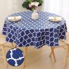 imageSmiry Rectangle Table Cloth Waterproof Vinyl Tablecloth with Flannel Backing for Rectangle Tables Wipeable Spillproof Plastic Tablecloths for Dining Camping Indoor and Outdoor 60quotx84quot KhakiNavy Blue