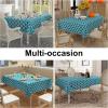 imageSmiry Rectangle Table Cloth Waterproof Vinyl Tablecloth with Flannel Backing for Rectangle Tables Wipeable Spillproof Plastic Tablecloths for Dining Camping Indoor and Outdoor 60quotx84quot KhakiTeal