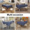 imageSmiry Rectangle Table Cloth Waterproof Vinyl Tablecloth with Flannel Backing for Rectangle Tables Wipeable Spillproof Plastic Tablecloths for Dining Camping Indoor and Outdoor 60quotx84quot KhakiNavy Blue