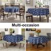 imageSmiry Rectangle Table Cloth Waterproof Vinyl Tablecloth with Flannel Backing for Rectangle Tables Wipeable Spillproof Plastic Tablecloths for Dining Camping Indoor and Outdoor 60quotx84quot KhakiNavy Blue
