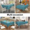 imageSmiry Rectangle Table Cloth Waterproof Vinyl Tablecloth with Flannel Backing for Rectangle Tables Wipeable Spillproof Plastic Tablecloths for Dining Camping Indoor and Outdoor 60quotx84quot KhakiTeal