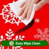 imageSmiry Rectangle Table Cloth Waterproof Vinyl Tablecloth with Flannel Backing for Rectangle Tables Wipeable Spillproof Plastic Tablecloths for Dining Camping Indoor and Outdoor 60quotx84quot KhakiChristmas Red