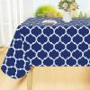 imageSmiry Rectangle Table Cloth Waterproof Vinyl Tablecloth with Flannel Backing for Rectangle Tables Wipeable Spillproof Plastic Tablecloths for Dining Camping Indoor and Outdoor 60quotx84quot KhakiNavy Blue