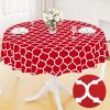 imageSmiry Rectangle Table Cloth Waterproof Vinyl Tablecloth with Flannel Backing for Rectangle Tables Wipeable Spillproof Plastic Tablecloths for Dining Camping Indoor and Outdoor 60quotx84quot KhakiRed