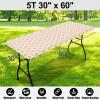 imageSmiry Rectangle Picnic Table Cover Waterproof Elastic Fitted Camping Tablecloths for 6 Foot Tables Wipeable Flannel Backed Vinyl Tablecloth Protector for Indoor Outdoor Coffee 30x72 InchesKhaki